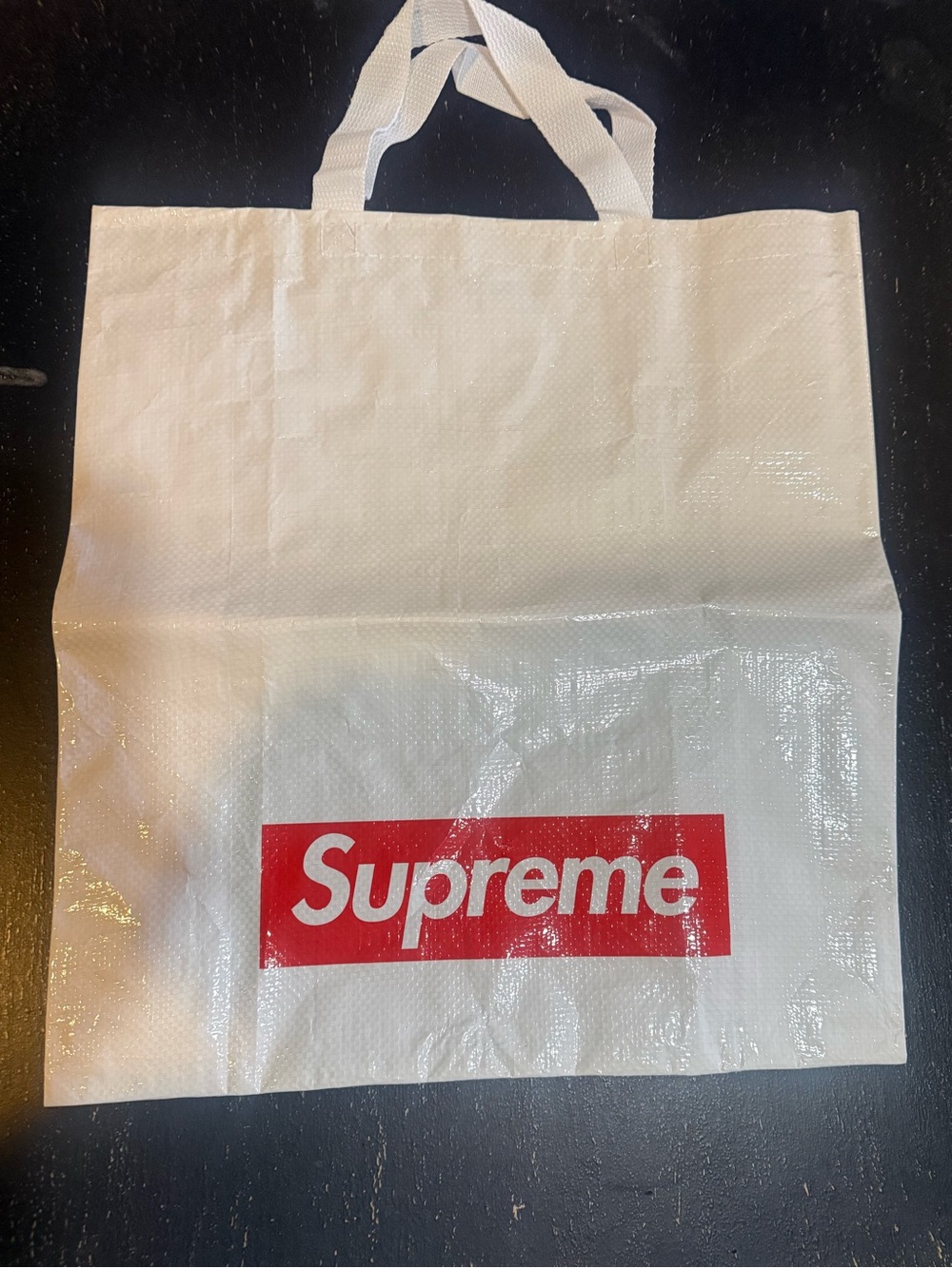 Supreme Reusable Tote Bag Box Logo White Red New Foldable Shopping Bag-Medium